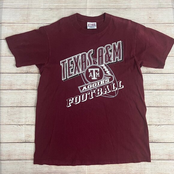 Texas A&M Aggies Football T-Shirt Medium Maroon Crable Sportswear Cotton Tee - Picture 1 of 9